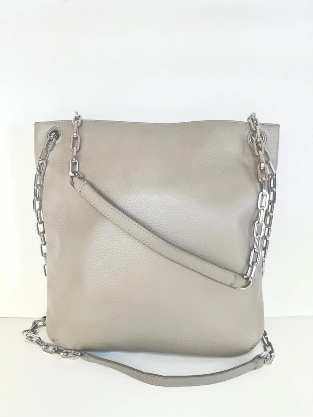 Tory Burch Silver-Tone Chain Strap Leather Shoulder or crossbody Bag